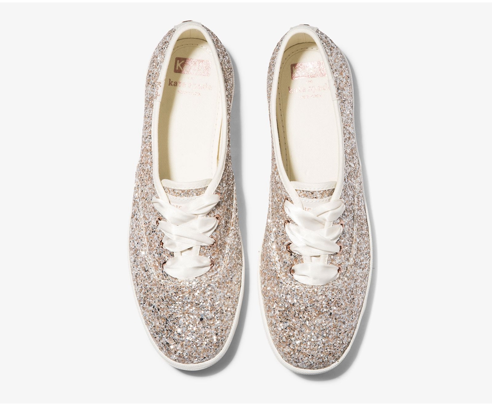 Keds Womens Sneakers Rose Gold - Kate Spade new york Champion Glitter - 943PMGHEJ